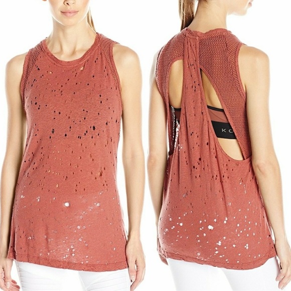 Koral Activewear Chord open back distressed tank top in sandstone size S small - Picture 10 of 11